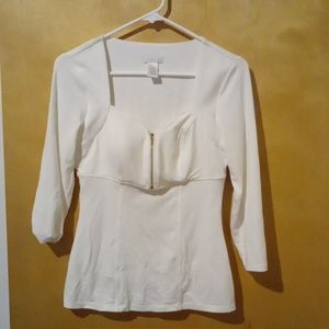 Cache zip top 3/4 sleeve S white